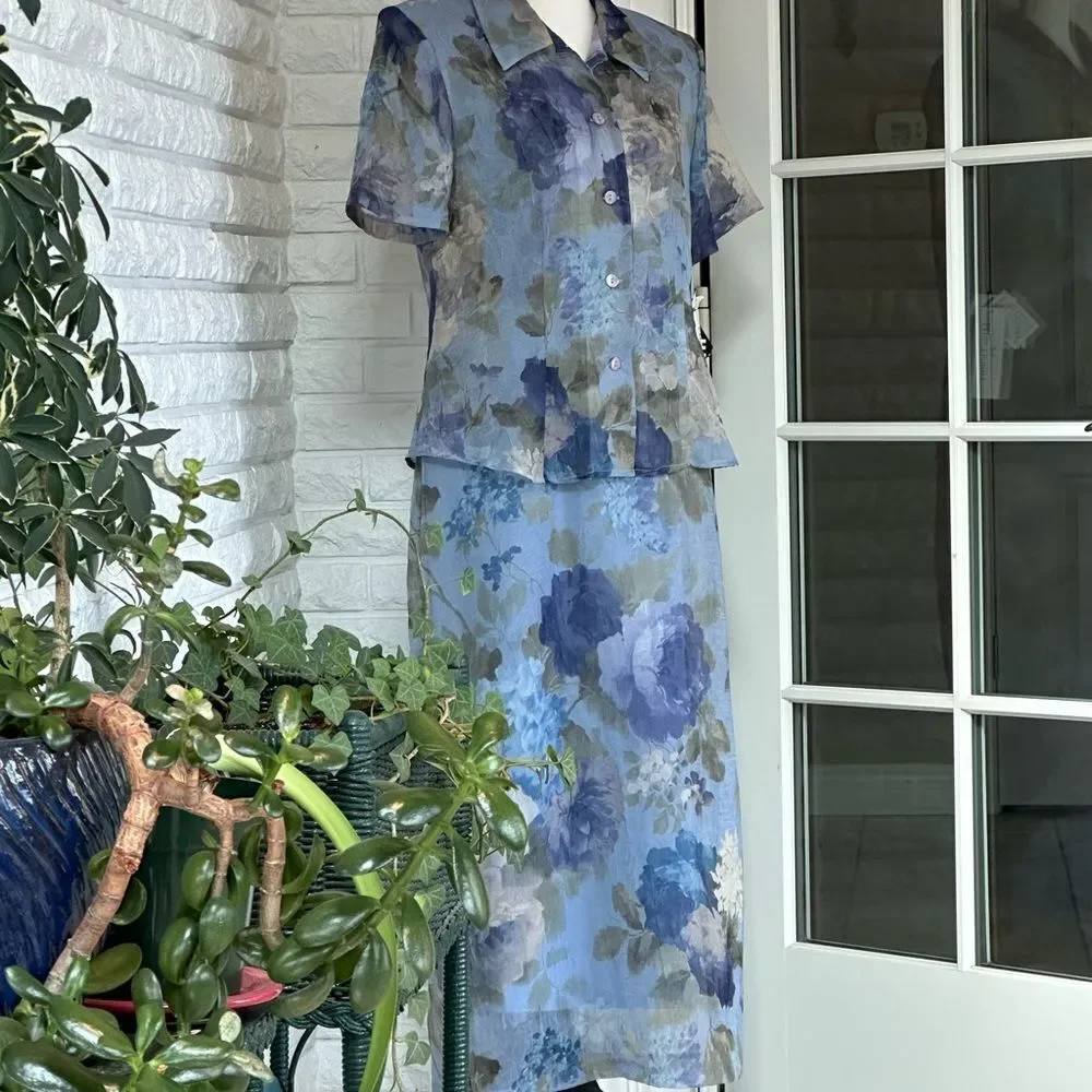 Blue Floral Dress - Picture 2 of 7